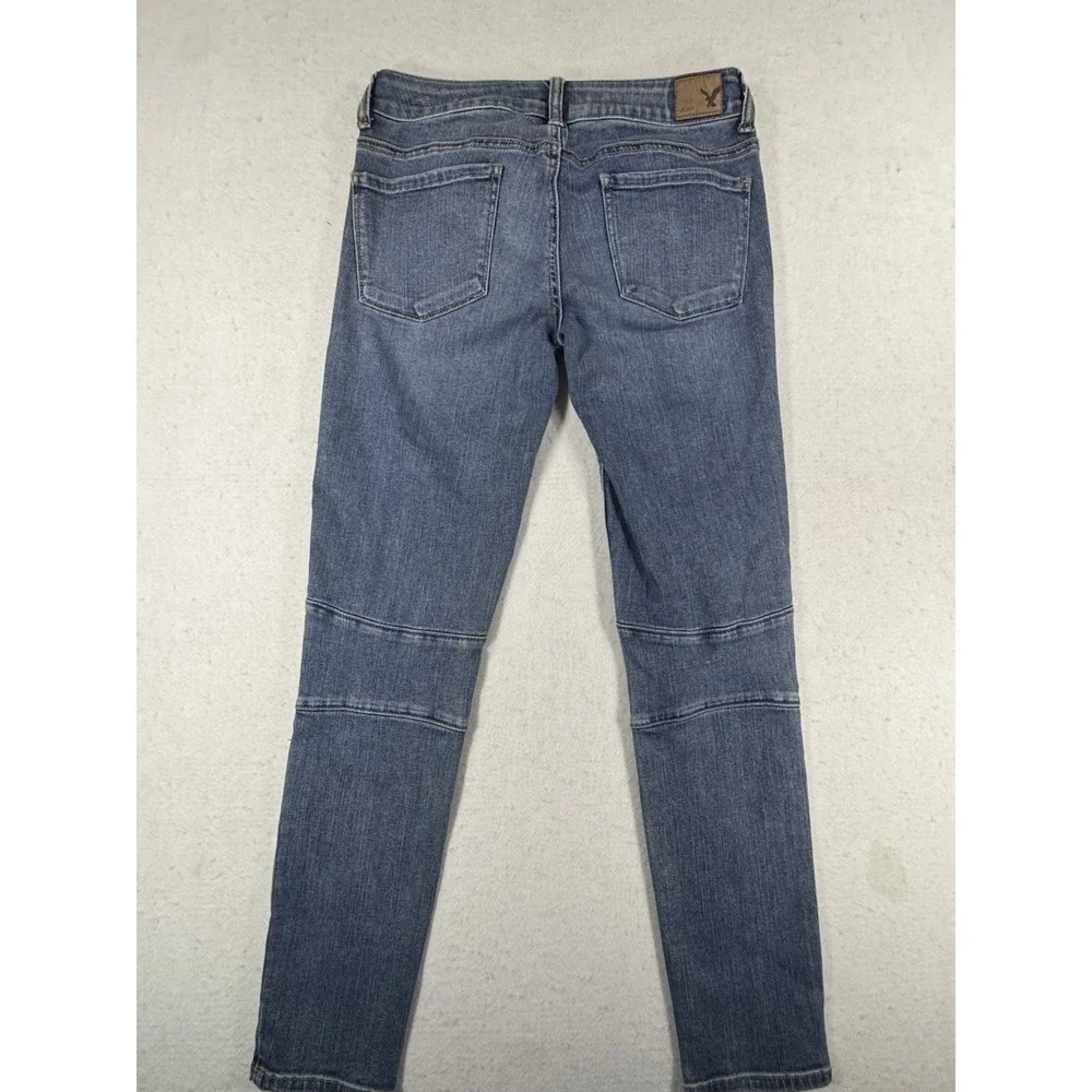 American Eagle Jegging Ankle Jeans Women's Size 2 Super Stretch Moto Zipper - Picture 6 of 14